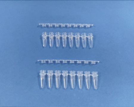 Tubos de PCR de 8 tiras, tampas de tira plana